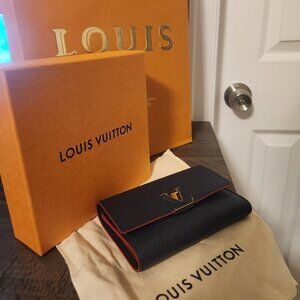Louis Vuitton Capucines Compact Navy Wallet